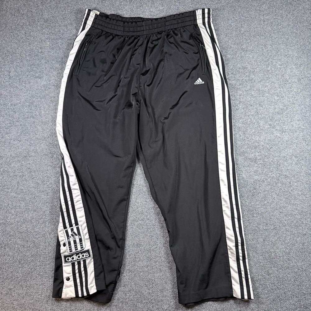 Adidas Adibreak Track Pants Mens XL Black White Vintage 2002 Snap Side Striped